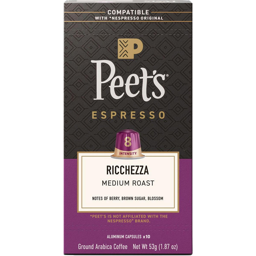 Peet's Coffee Espresso Ricchezza Medium Roast Single Serve Capsules, 10 ct