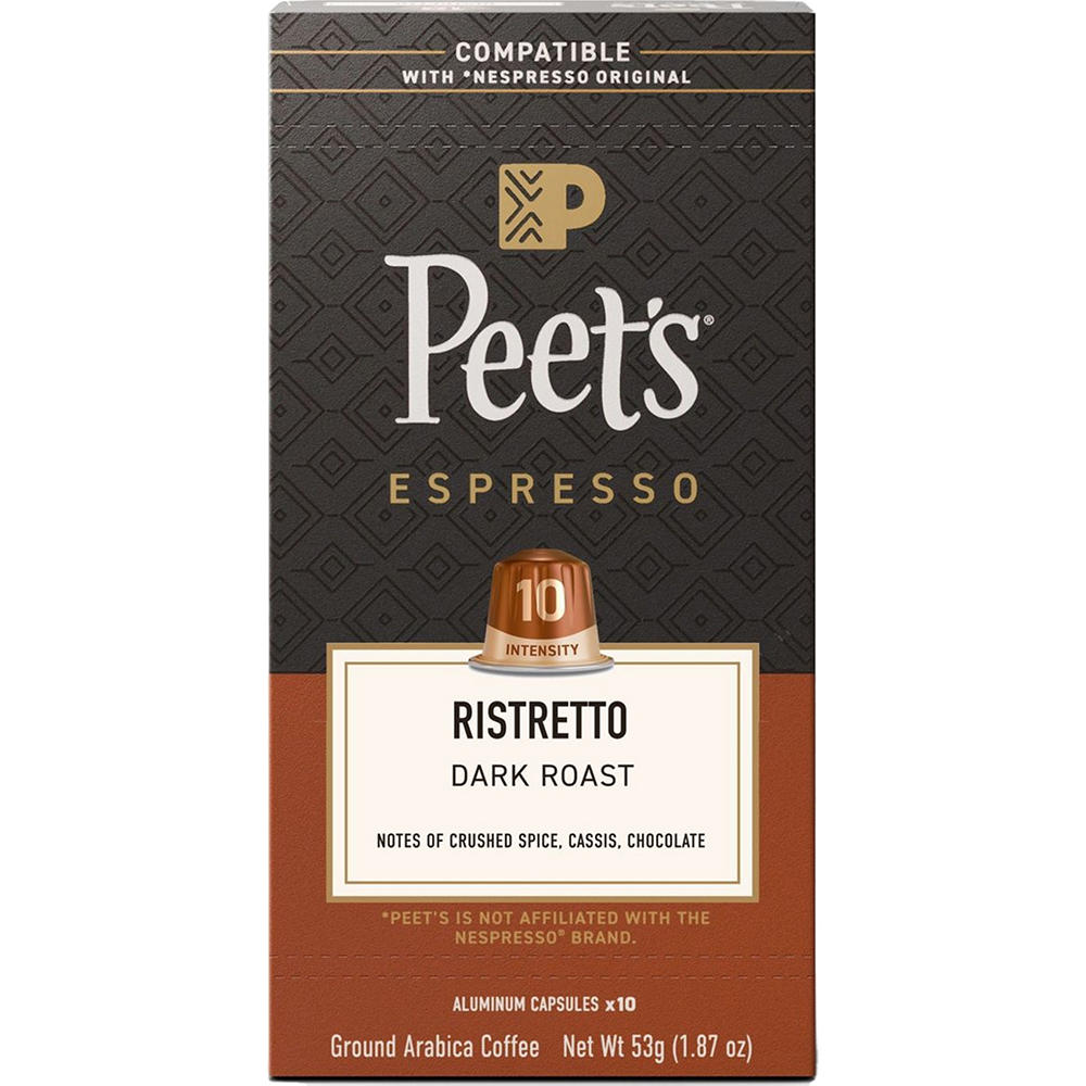 Peet's Coffee Espresso Ristretto Dark Roast Single Serve Capsules, 10 ct