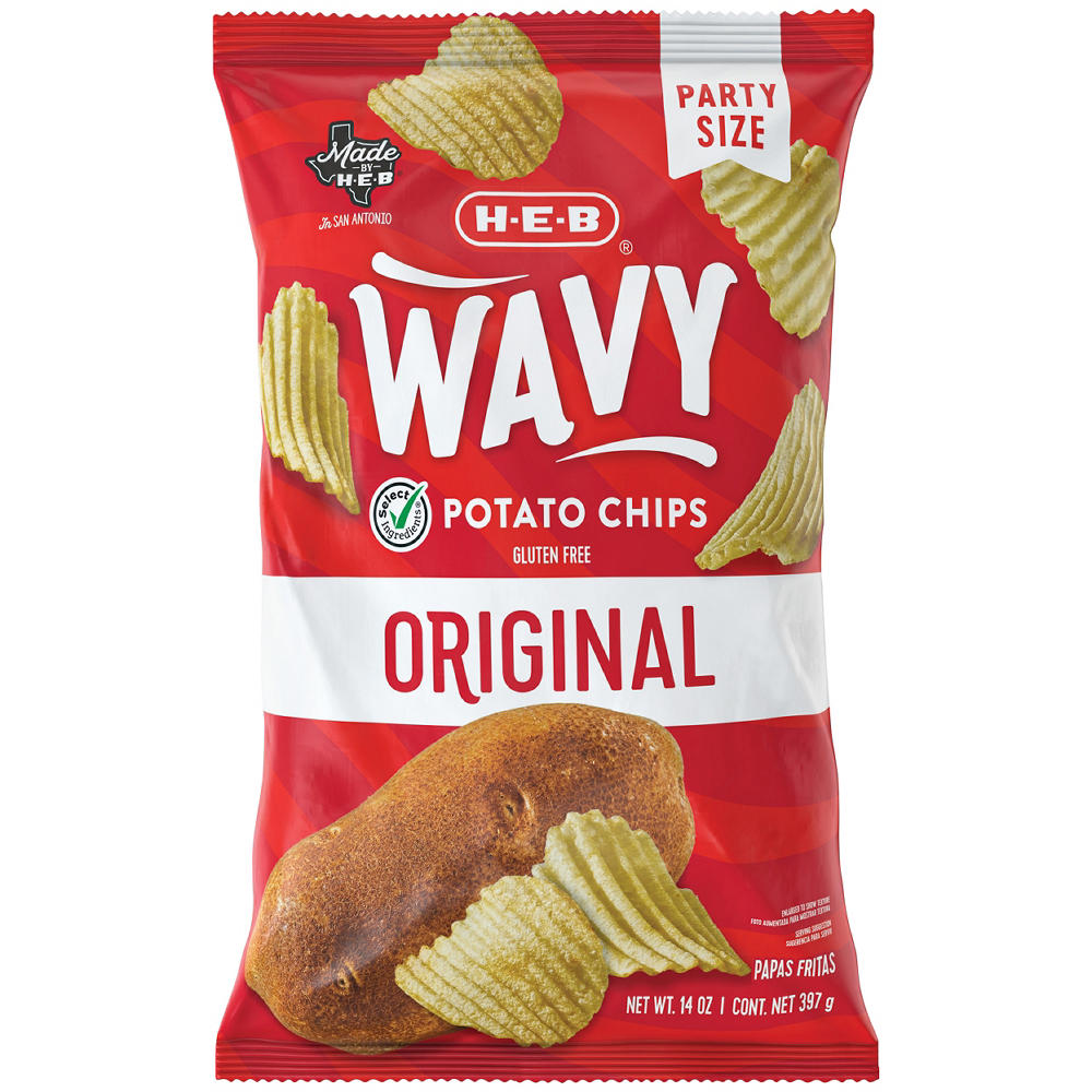 H-E-B Wavy Potato Chips – Original, Party Size, 14 oz