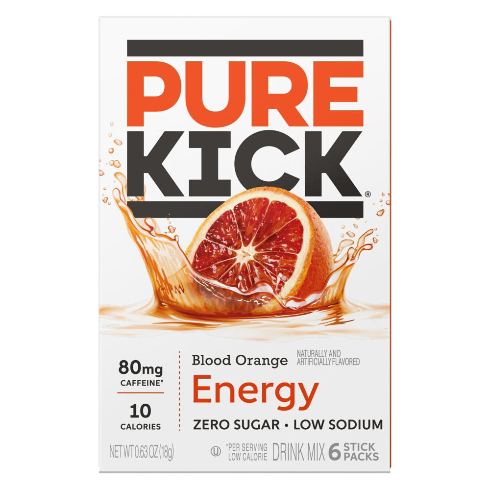 Pure Kick Energy Drink Sticks - Blood Orange, 6 ct