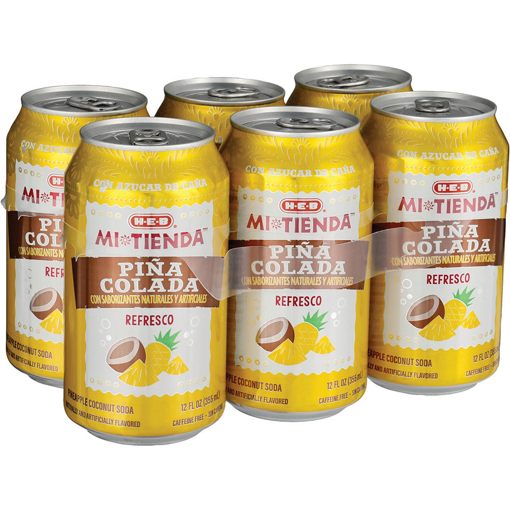 H-E-B Mi Tienda Piña Colada Refresco Soda 6 pk Cans, 12 oz