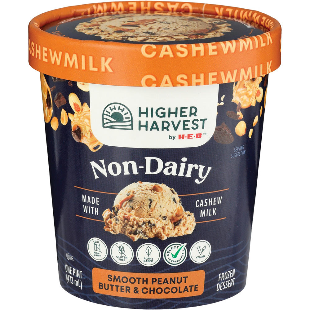 Higher Harvest by H-E-B Non-Dairy Smooth Peanut Butter & Chocolate Frozen Dessert, 1 pt