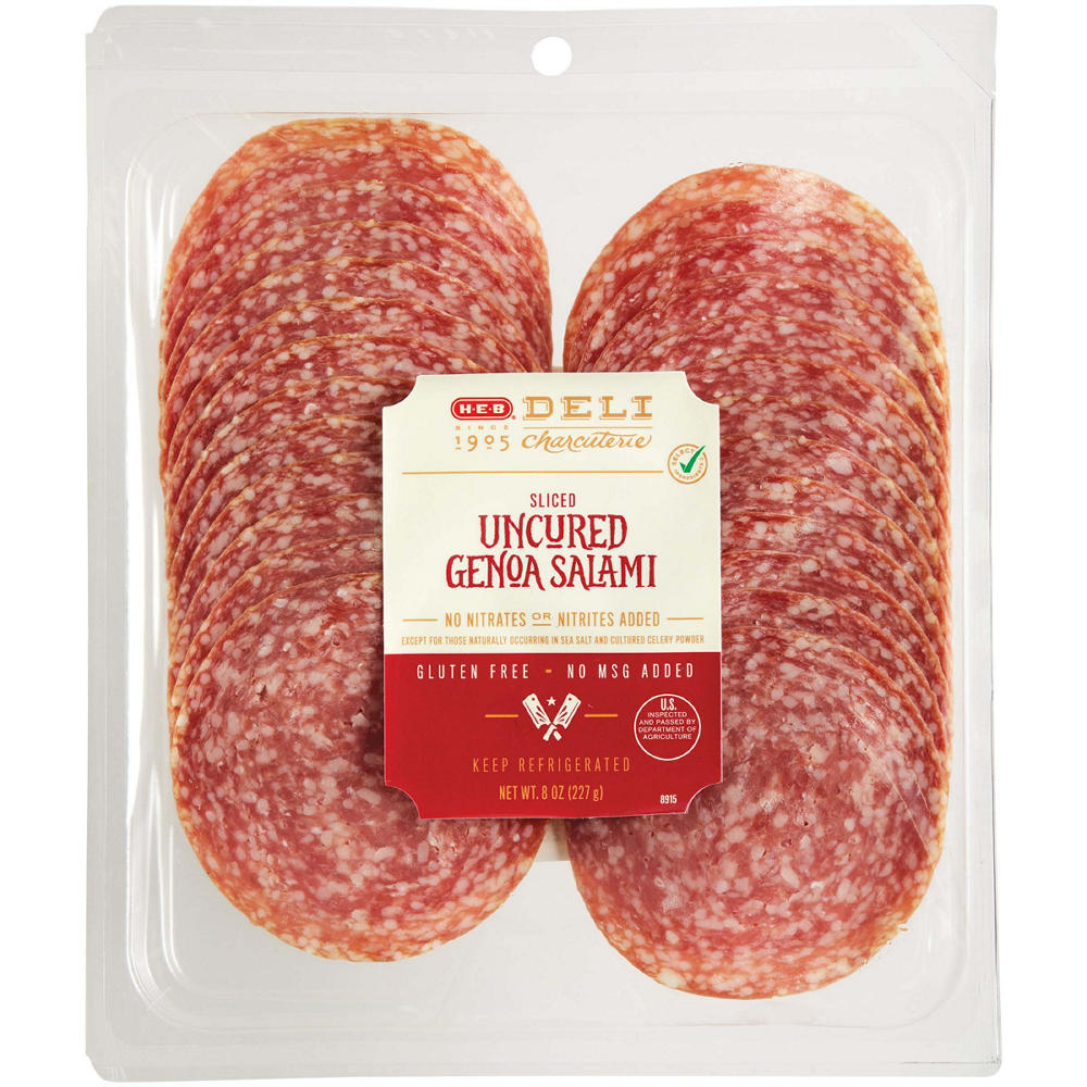 H-E-B Deli Sliced Uncured Genoa Salami, 8 oz