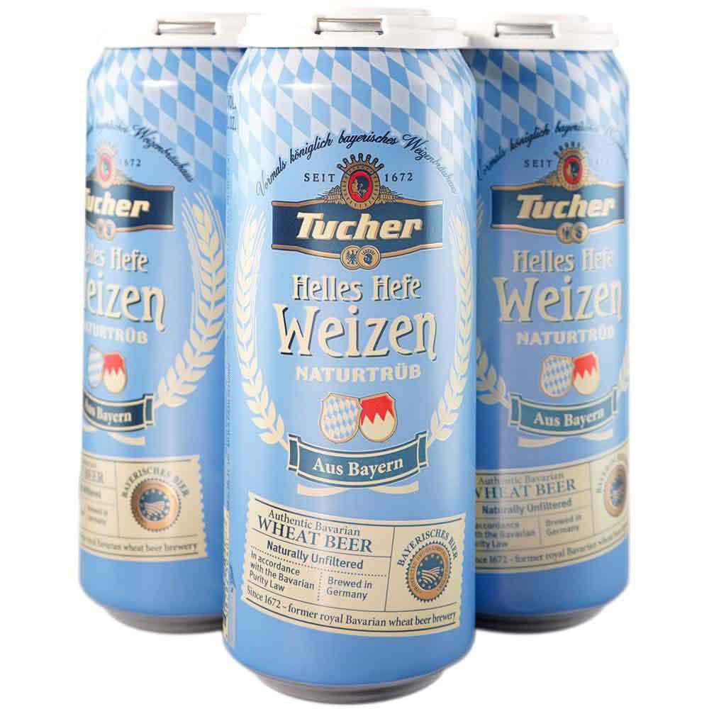 Tucher Helles Hefe Weizen Beer 4 pk Cans, 16 oz