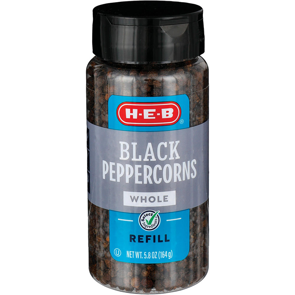 H-E-B Whole Black Peppercorns Refill, 5.8 oz