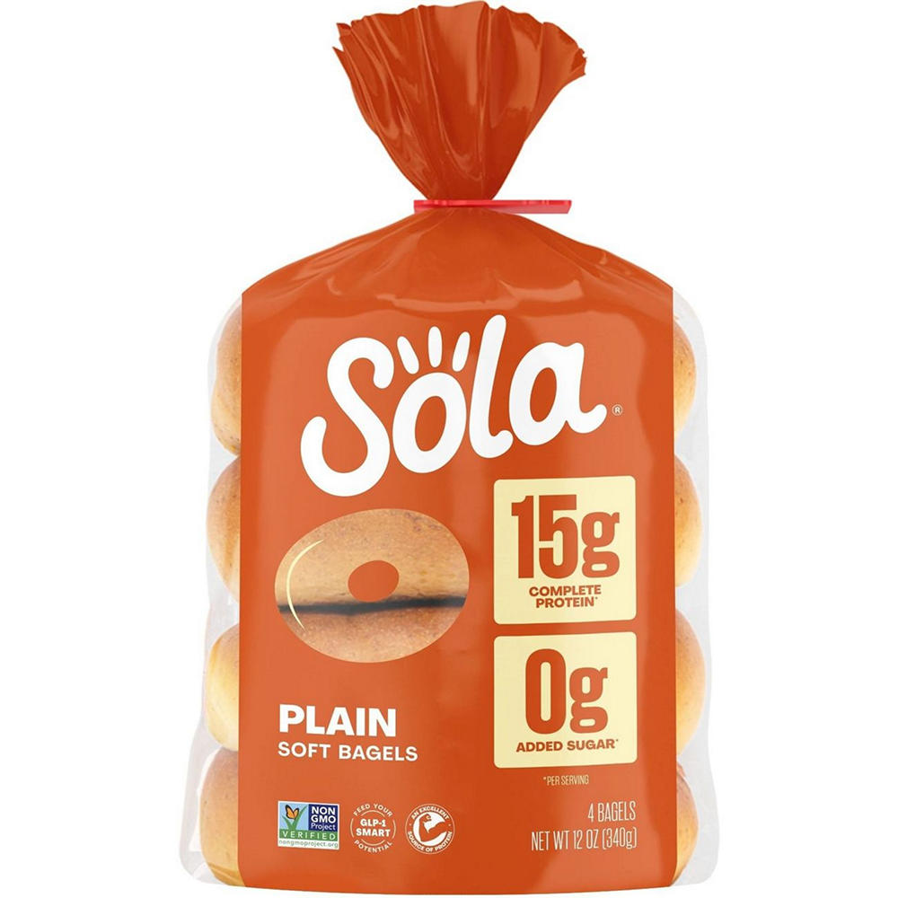 Sola 15g Protein Plain Bagels, 12 oz
