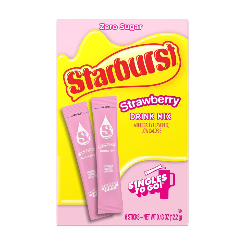 Starburst Singles to Go! Drink Sticks - Strawberry, 6 ct