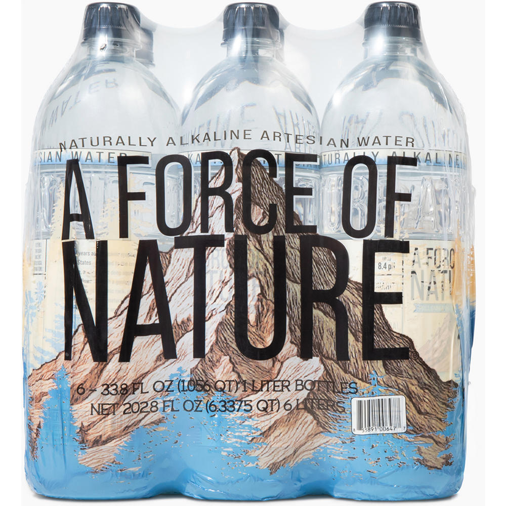 A Force of Nature Alkaline Artesian Water 6 pk Bottles, 1 L