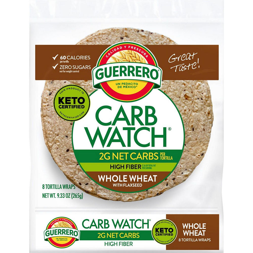 Guerrero Carb Watch Whole Wheat with Flaxseed Flour Tortillas, 8 ct