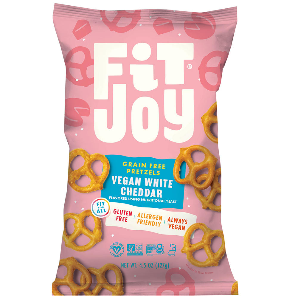 Fitjoy Vegan White Cheddar Grain Free Pretzels, 4.5 oz