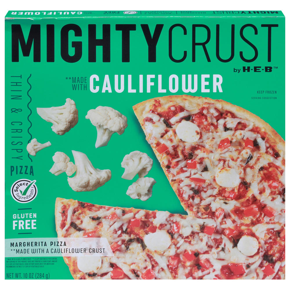 MightyCrust by H-E-B Margherita Cauliflower Crust Gluten Free Frozen Pizza, 10 oz