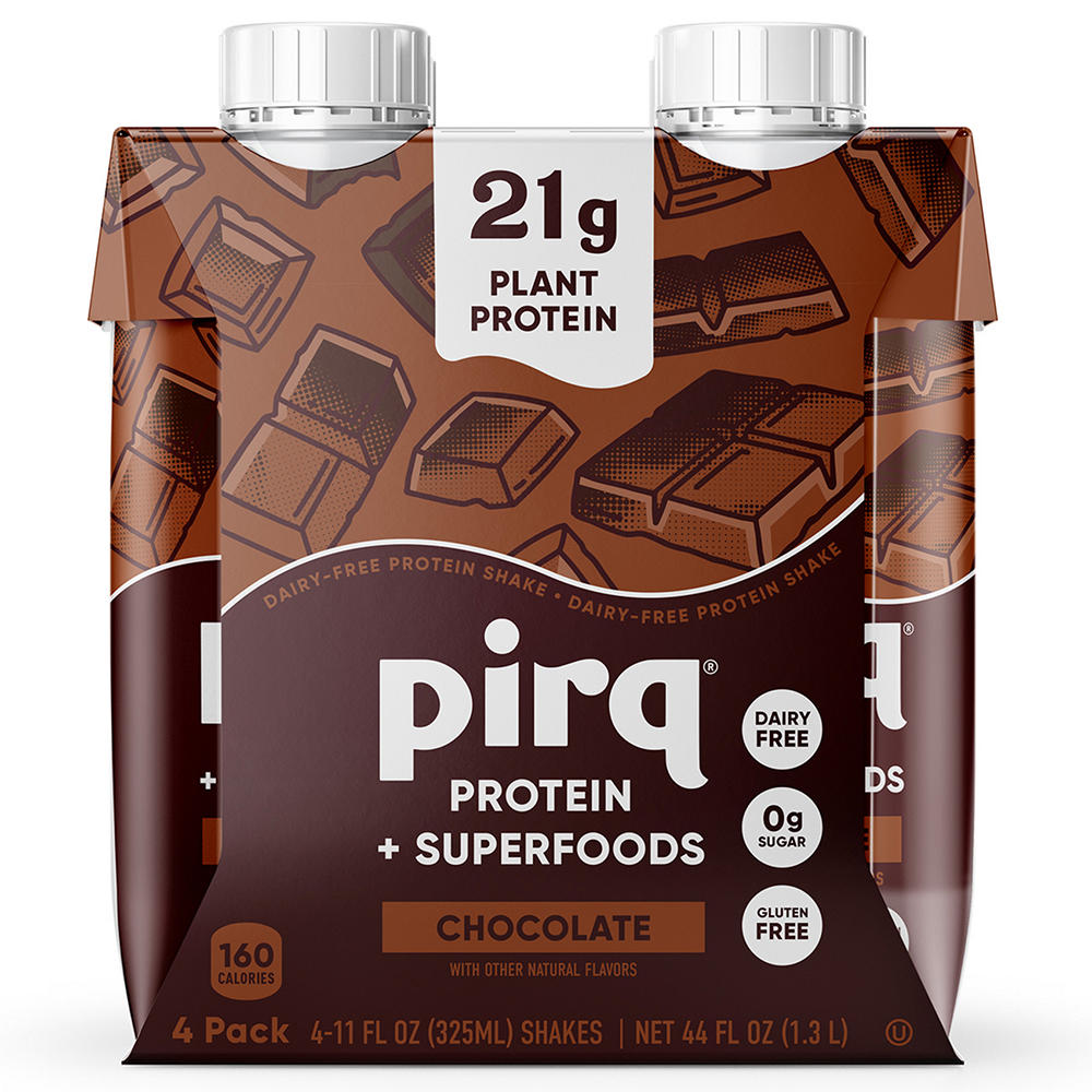 Pirq 21g Plant-Based Protein Shake 4 pk - Chocolate, 11 oz