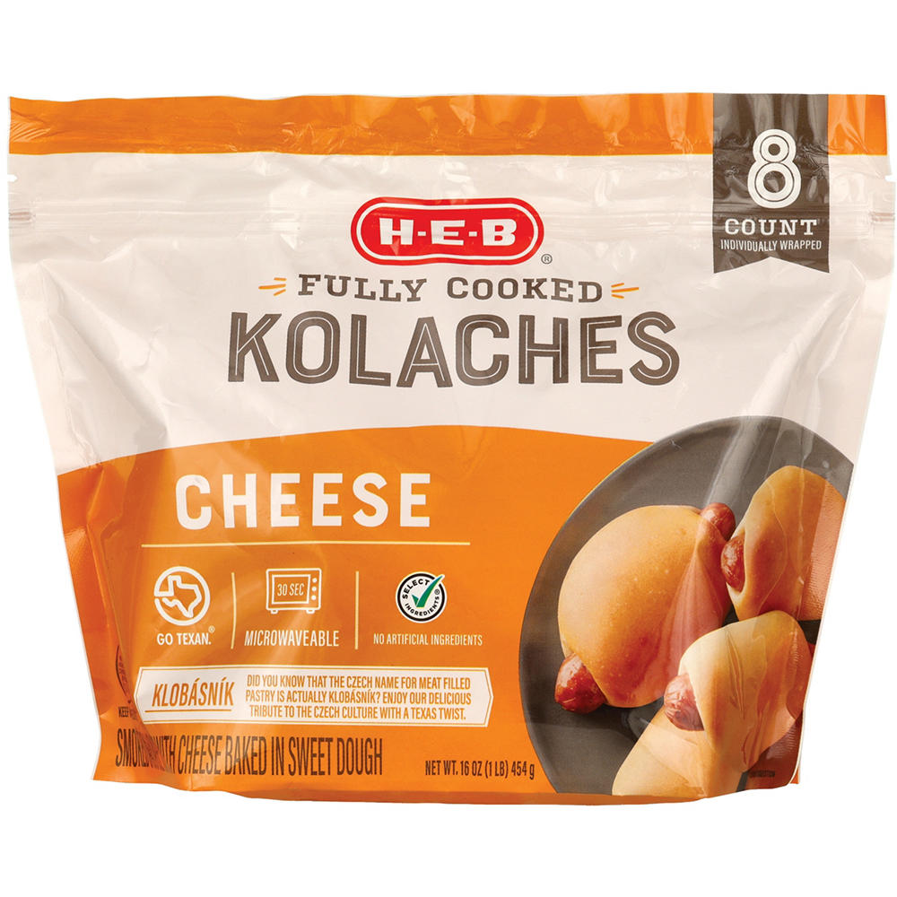 H-E-B Fully Cooked Sausage Cheese Kolaches, 8 ct