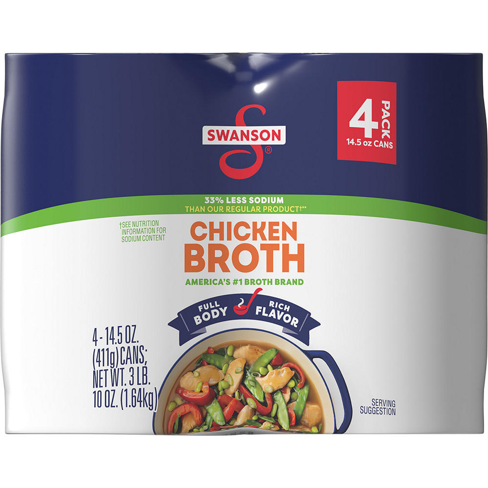 Swanson 33% Less Sodium Chicken Broth, 4 pk