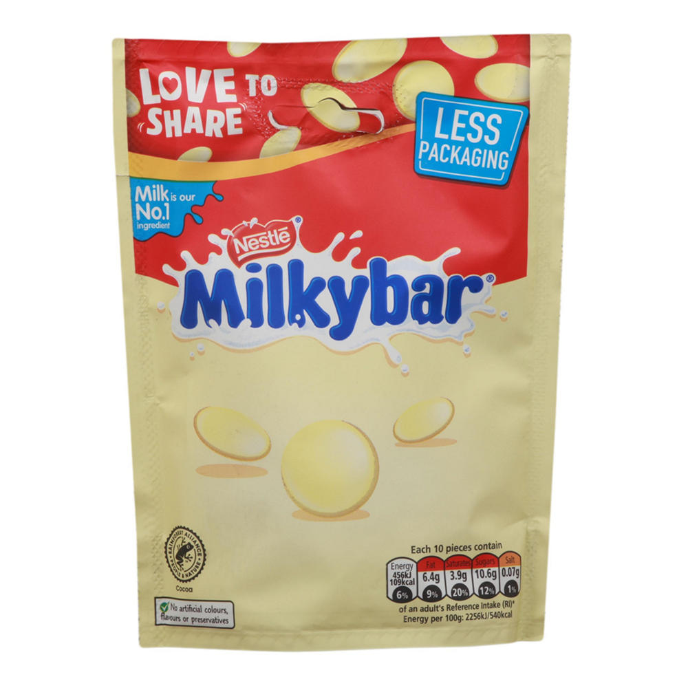 Nestle Milkybar White Chocolate Buttons Sharing Pouch, 3.3 oz