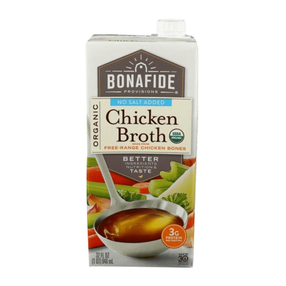 Bonafide Provisions Organic Not Salt Added Chicken Broth, 32 fl oz