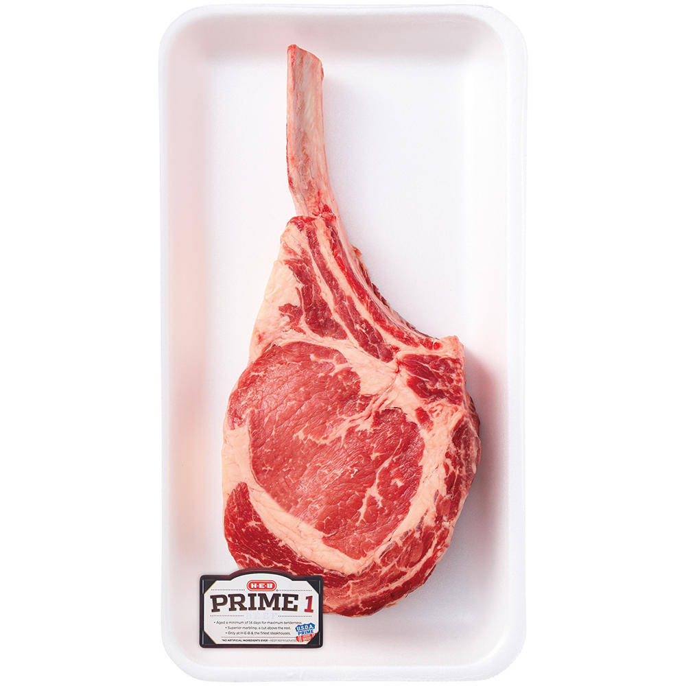 H-E-B Prime 1 Beef  Bone-In Tomahawk Ribeye Steak - Extra Thick Cut, Avg. 2.6 lbs