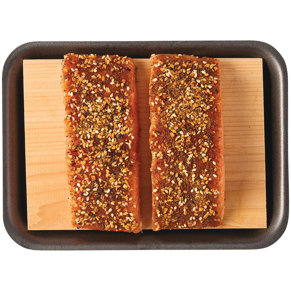H-E-B Fish Market Fresh Seasoned Center Cut Atlantic Salmon on Cedar Plank - Smoky Jalapeño, Avg. 1.1 lbs