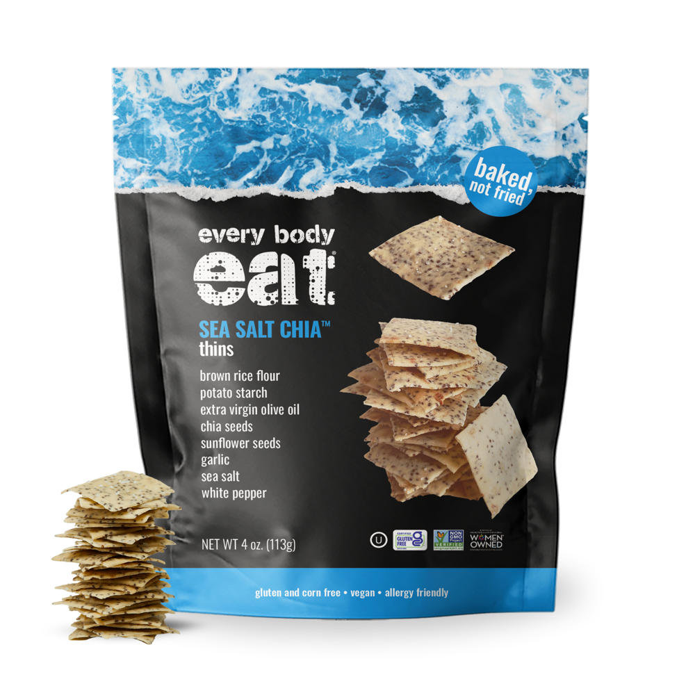 Every Body Eat Baked Thins - Sea Salt Chia, 4 oz