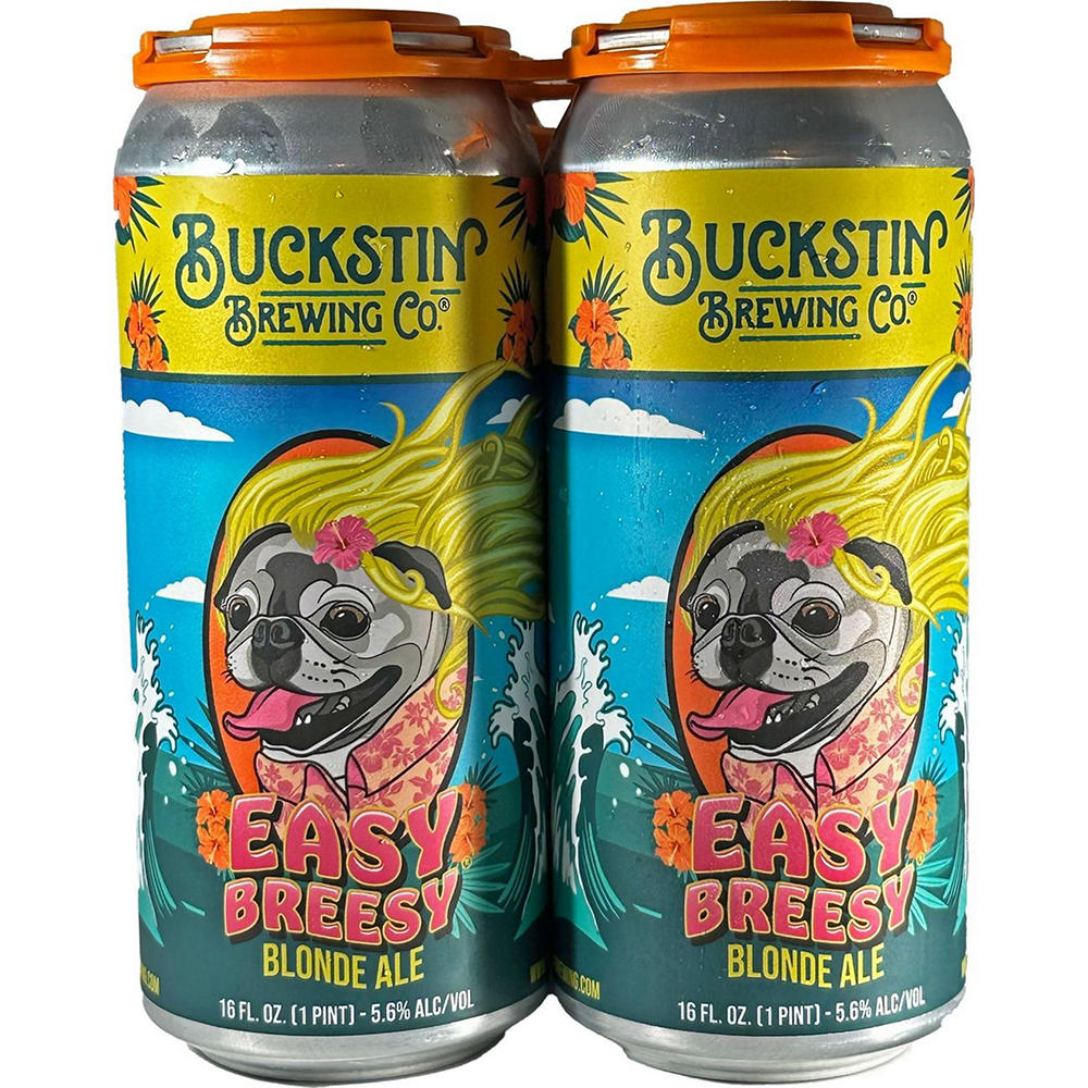 Buckstin Brewing Easy Breesy Blonde Ale Craft Beer 4 pk Cans, 16 oz