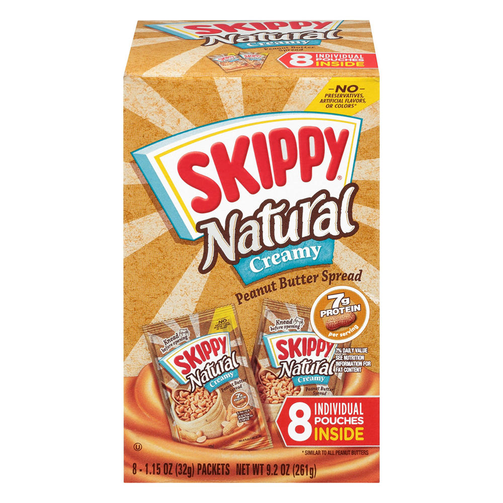 Skippy Natural Creamy Peanut Butter Individual Pouches, 8 ct