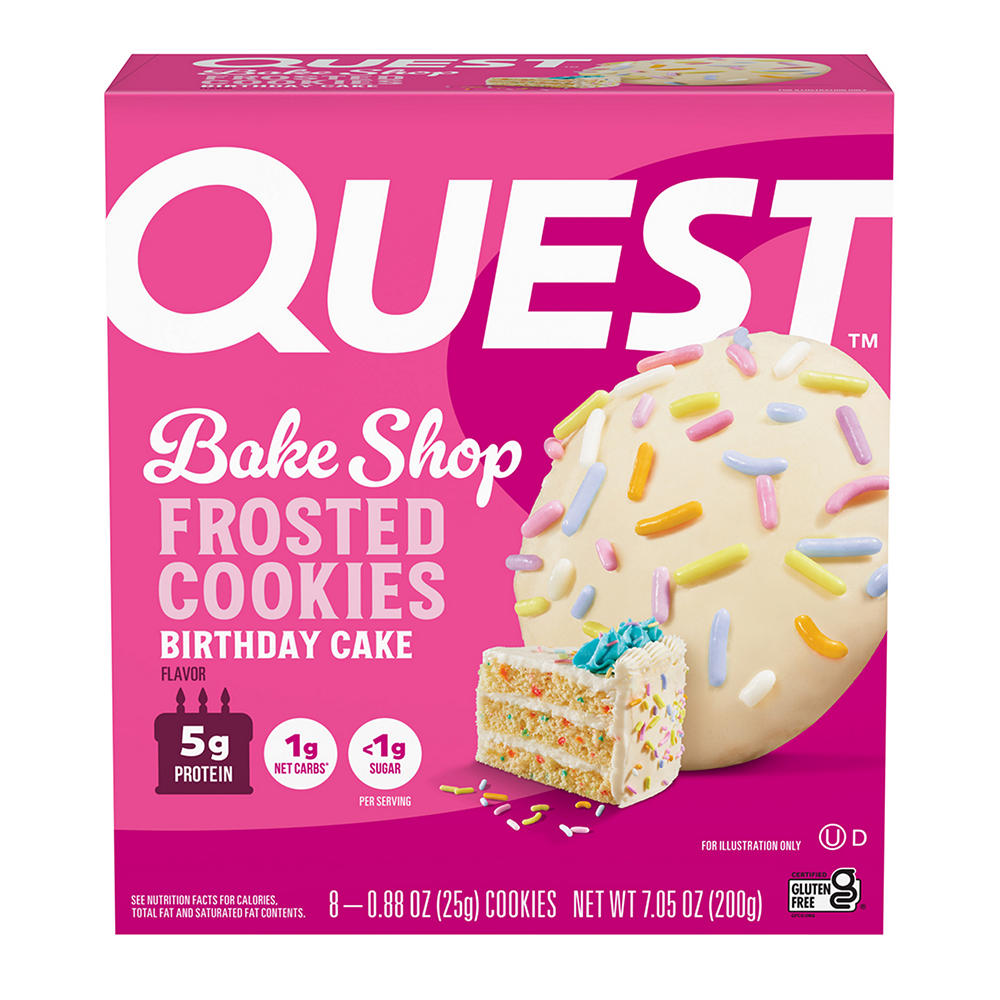 Quest 5g Protein Frosted Cookies - Birthday Cake, 8 ct
