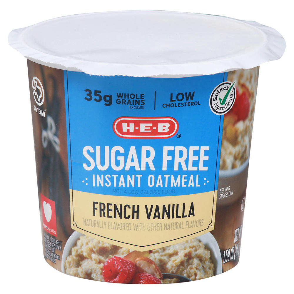 H-E-B Sugar Free Instant Oatmeal Cup - French Vanilla, 1.59 oz
