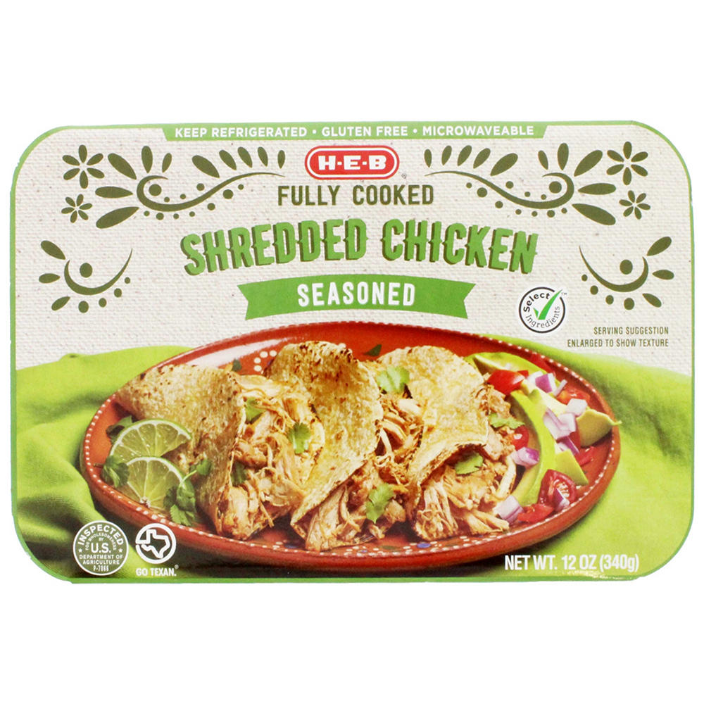 H-E-B Fully Cooked Seasoned Shredded Chicken, 12 oz