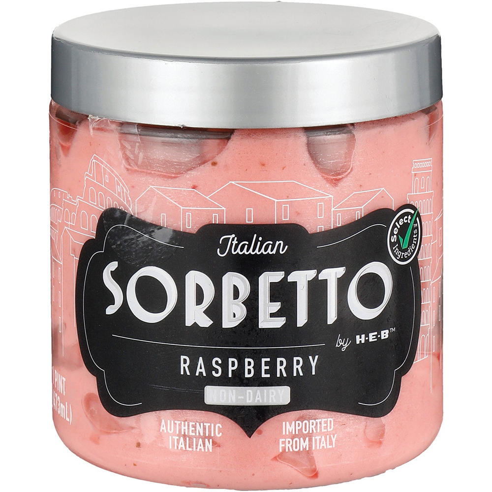 Italian Sorbetto by H-E-B Raspberry Non-Dairy Frozen Dessert, 1 pt