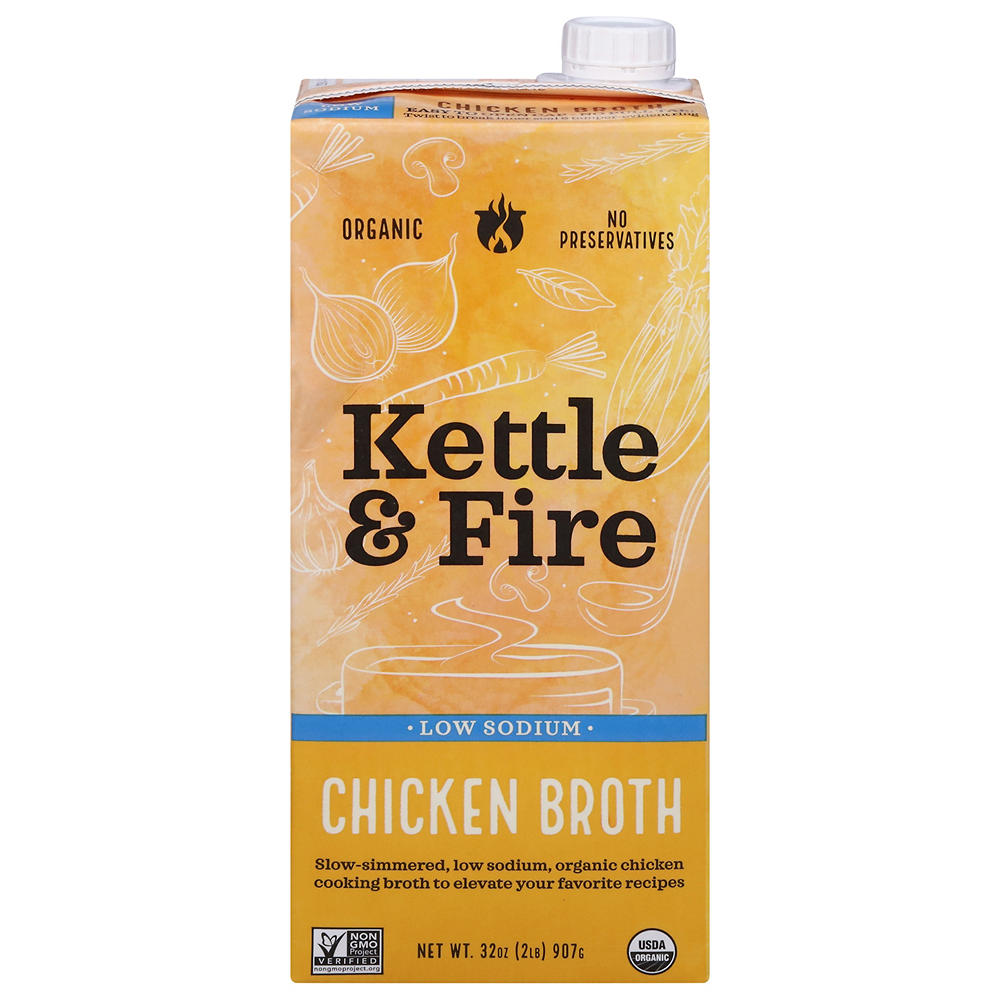 Kettle & Fire Low Sodium Organic Chicken Broth, 32 oz