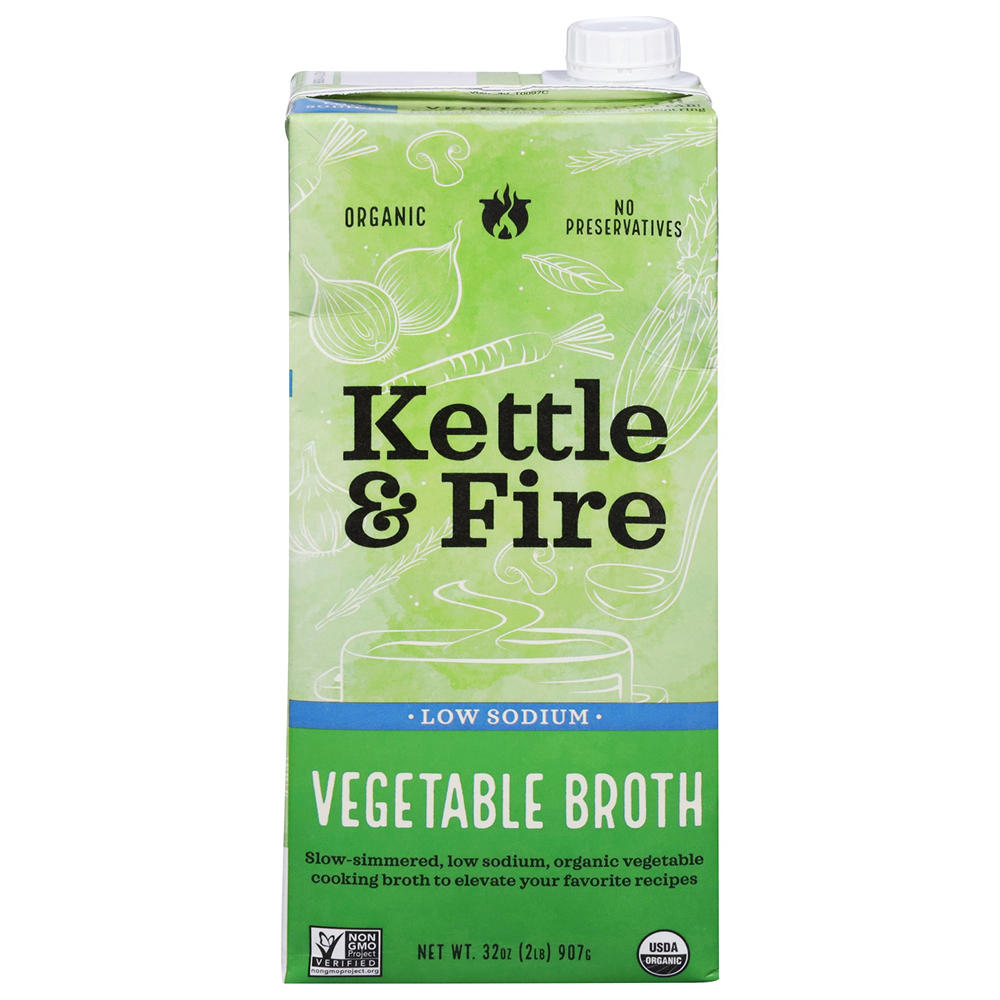 Kettle & Fire Low Sodium Organic Vegetable Broth, 32 oz
