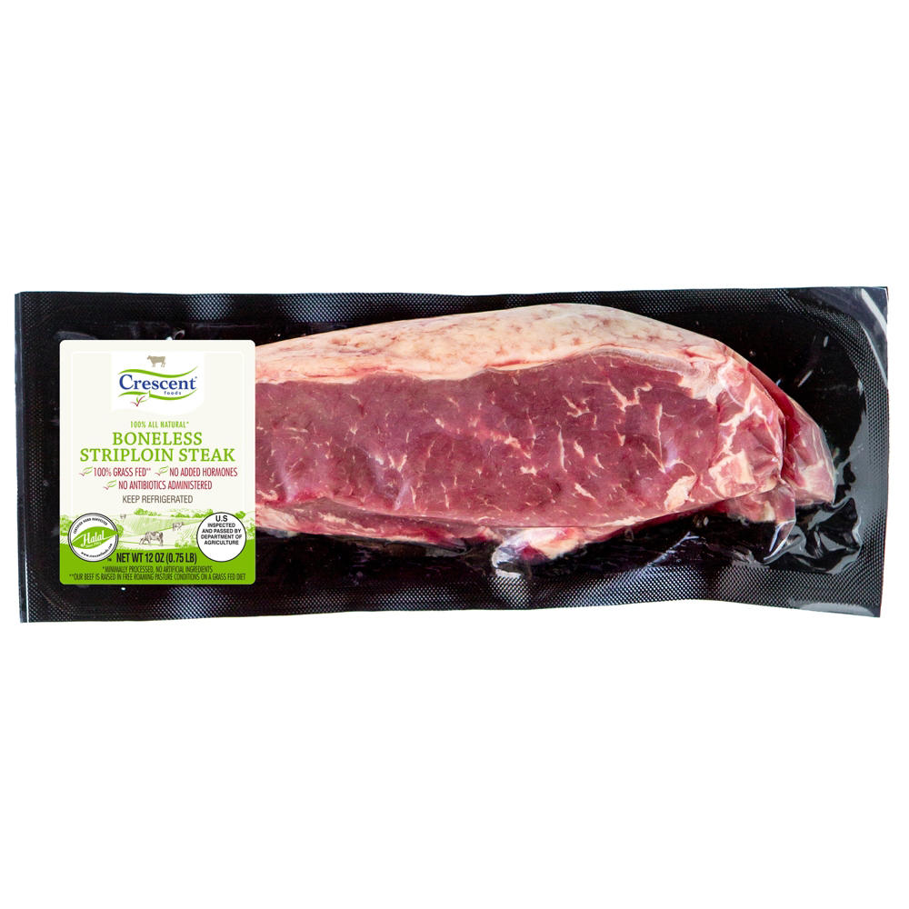 Crescent Foods Grass Fed Halal Beef Striploin Steak - Boneless, 12 oz