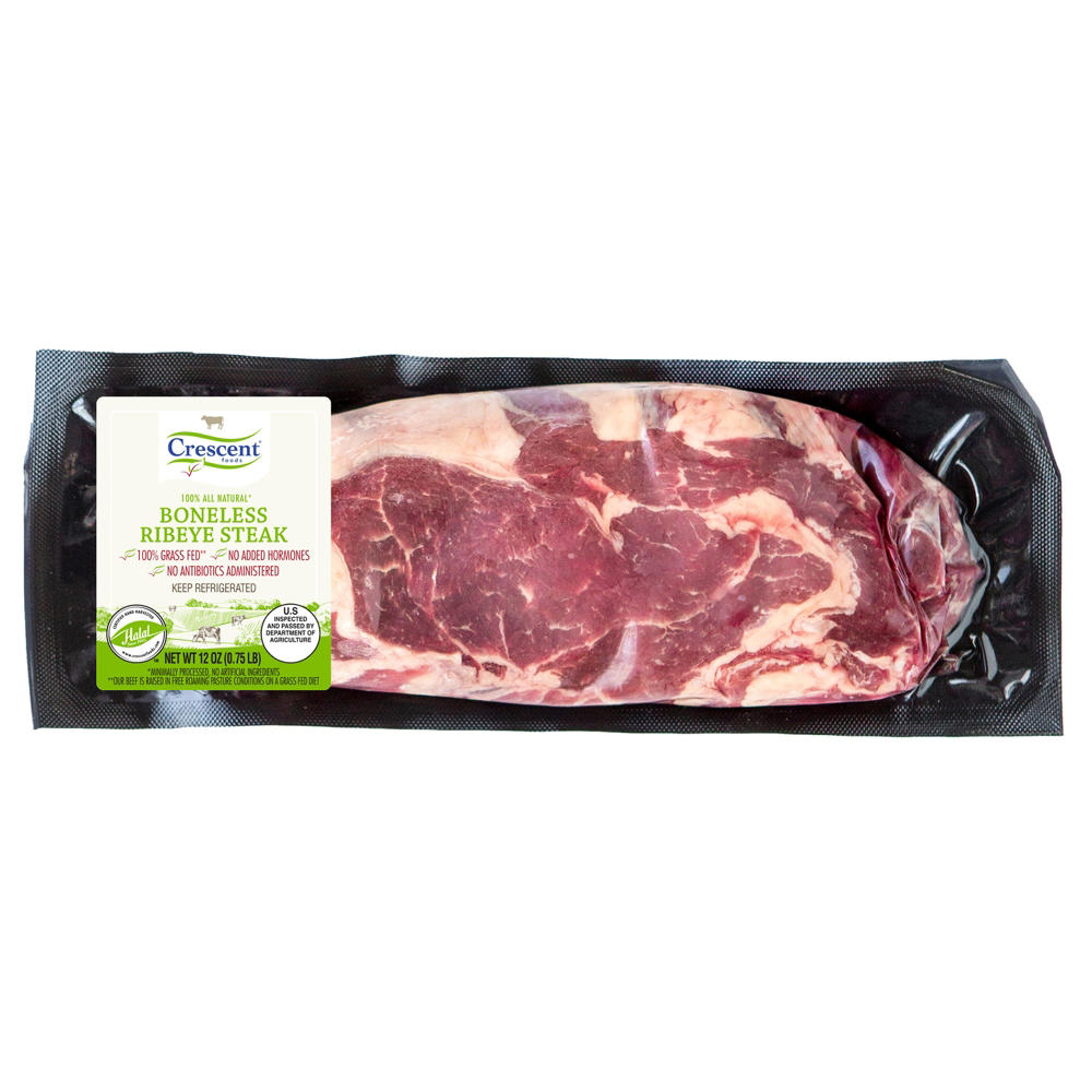 Crescent Foods Grass Fed Halal Beef Ribeye Steak - Boneless, 12 oz
