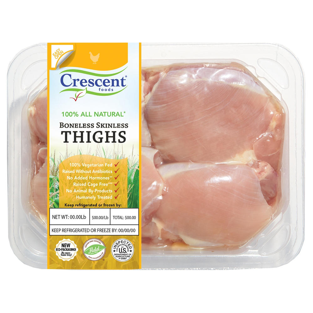 Crescent Foods Halal Boneless Skinless Chicken Thighs, Avg. 1.4 lbs