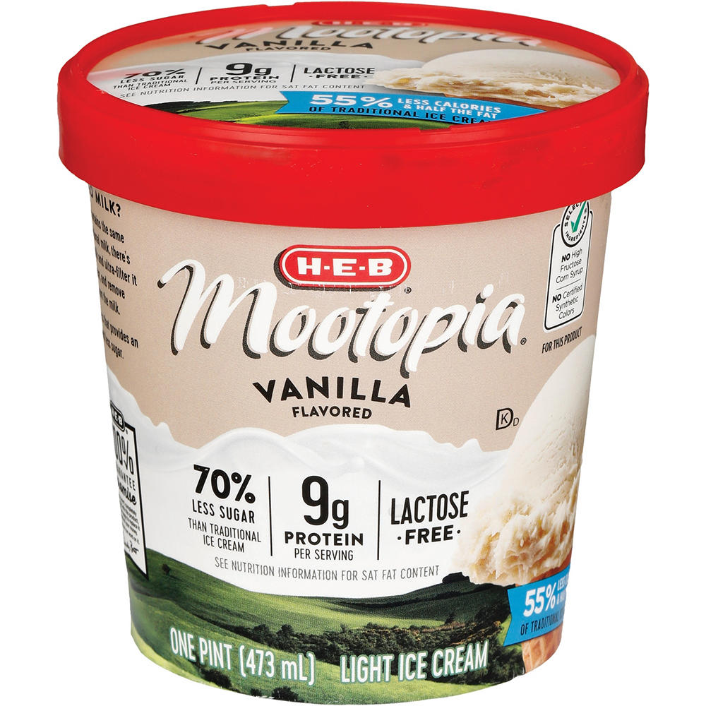 H-E-B Mootopia Vanilla 9g Protein Lactose Free Light Ice Cream, 1 pt