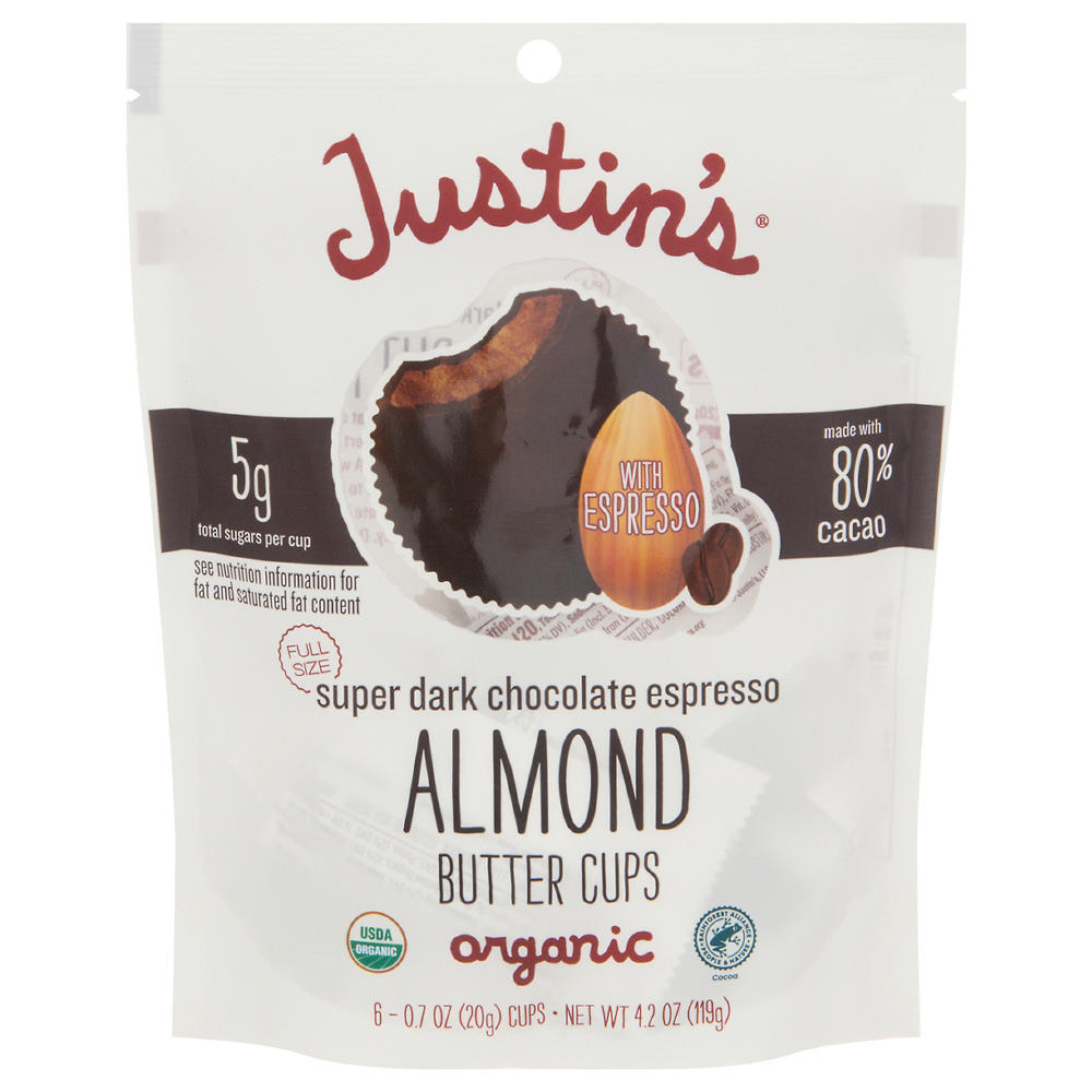 Justin's Super Dark Chocolate Espresso Almond Butter Cups, 4.2 oz