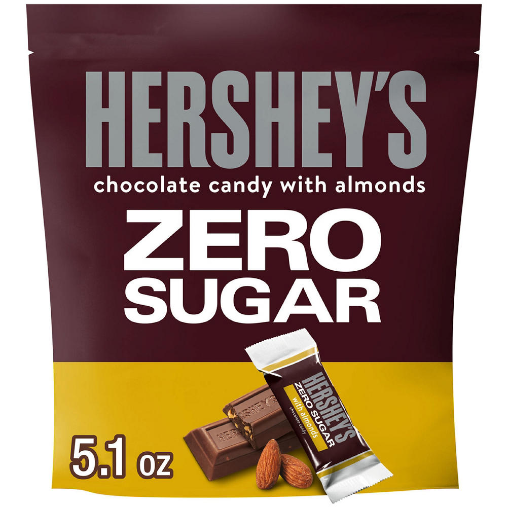 Hershey's Zero Sugar Chocolate with Almonds Candy Bars, 5.1 oz