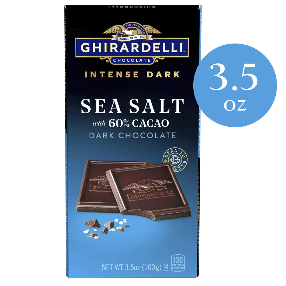Ghirardelli Intense Sea Salt Dark Chocolate Bar with 60% Cacao, 3.5 oz