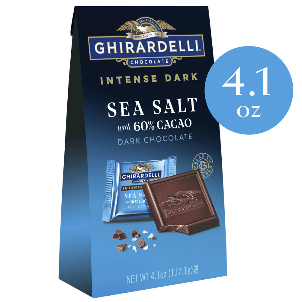 Ghirardelli Intense Dark Sea Salt Dark Chocolate Squares with 60% Cacao, 4.1 oz