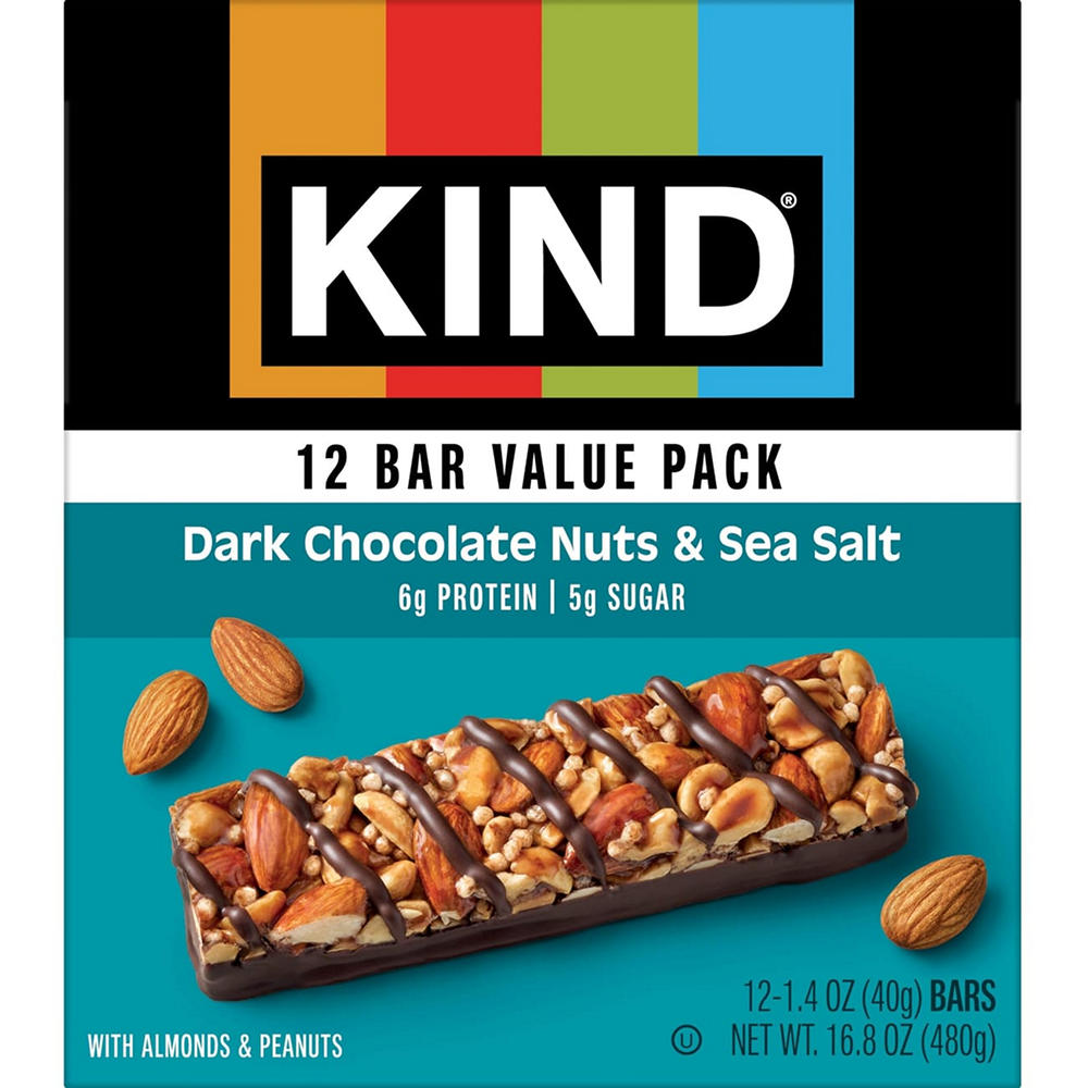 Kind Dark Chocolate Nuts & Sea Salt Bar, 12 ct