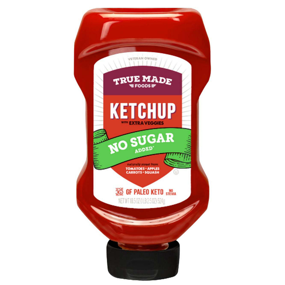 True Made Veggie Ketchup No Sugar Added Squeeze Bottle, 18.5 oz