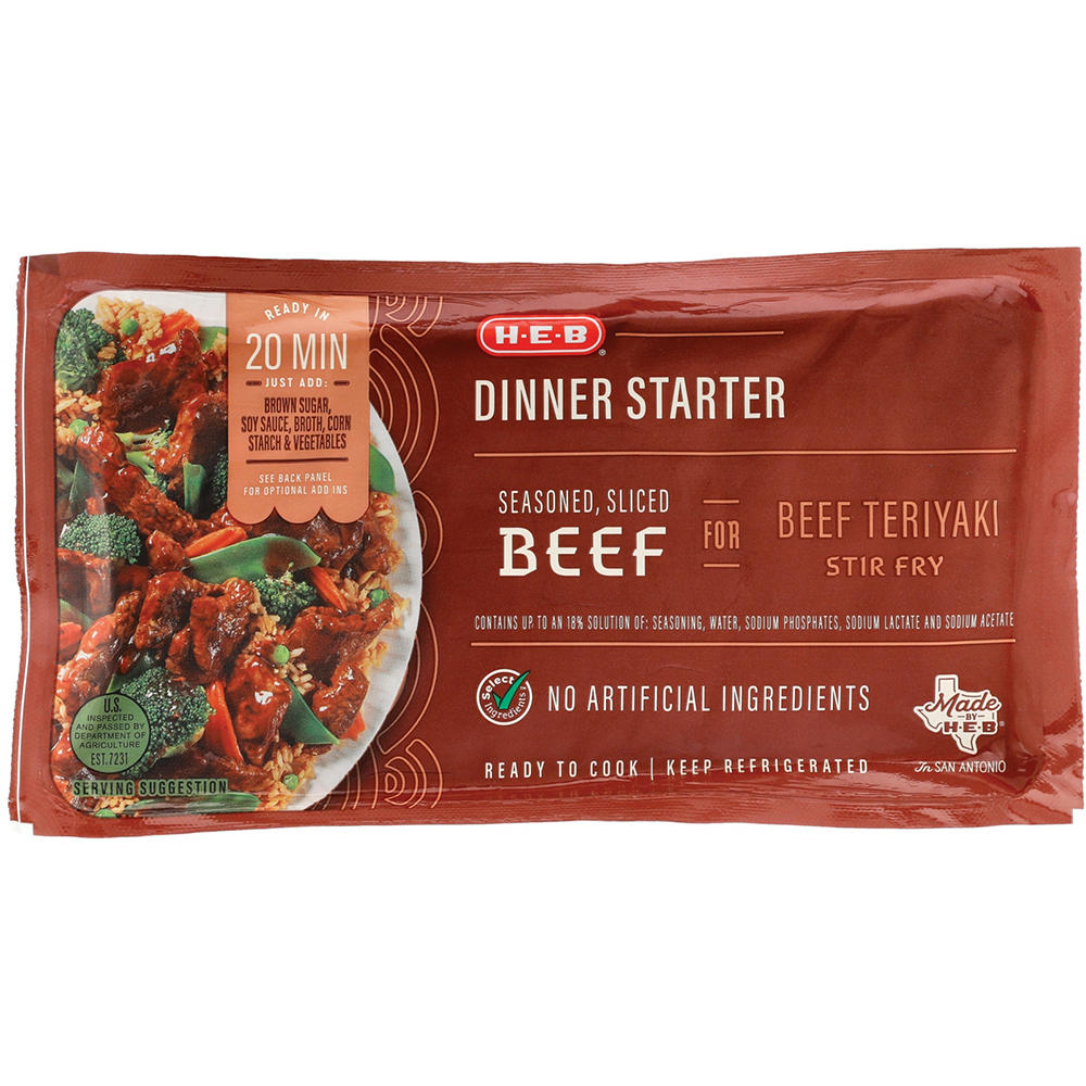 H-E-B Dinner Starter - Seasoned Sliced Beef for Teriyaki Stir Fry, Avg. 1.4 lbs