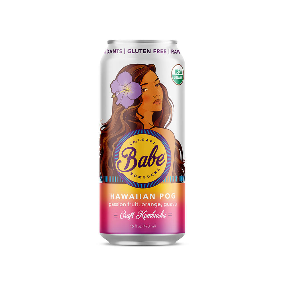 Babe Beverages Hawaiian Pog&ZeroWidthSpace; Kombucha Passion Fruit, Orange and Guava, 16 oz