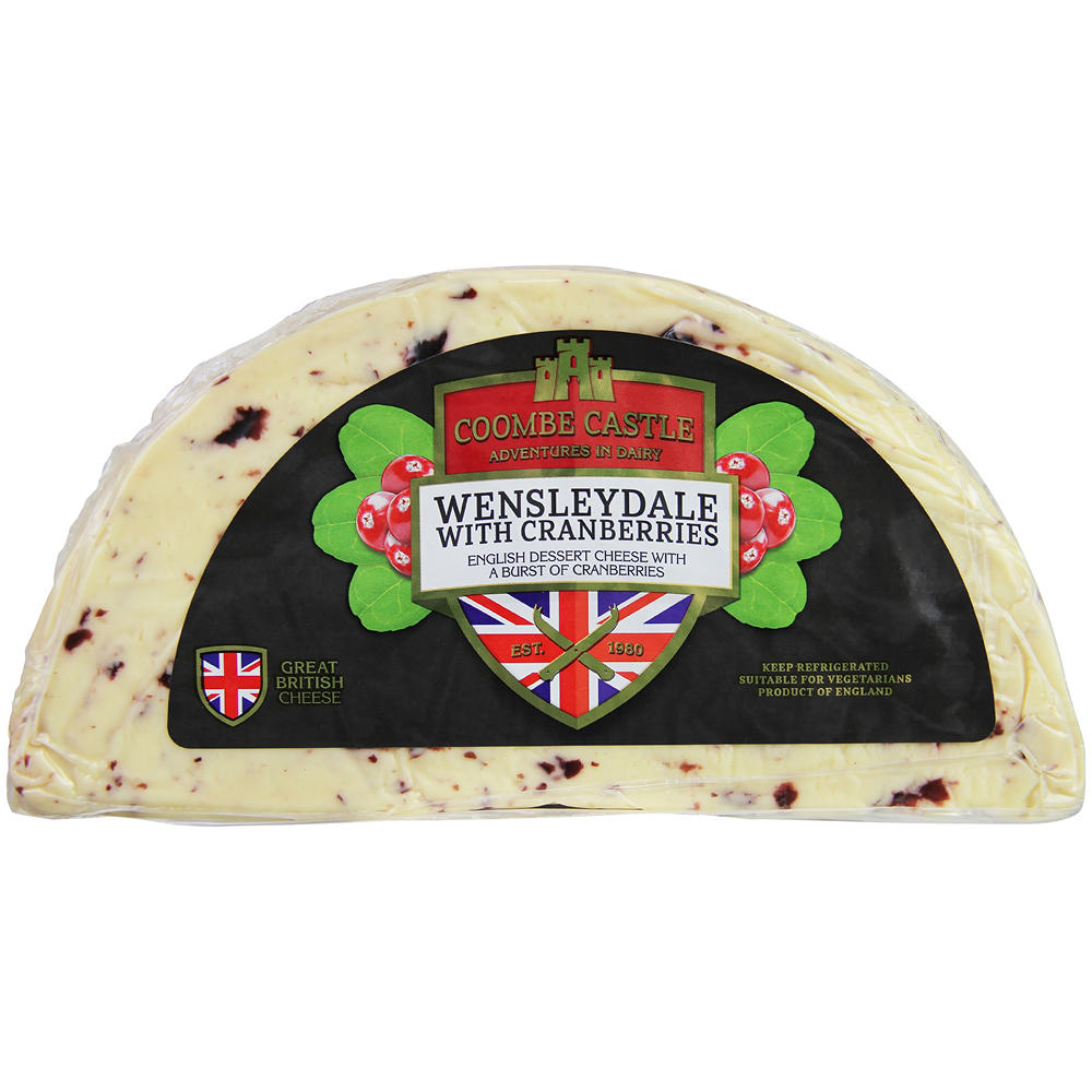 Coombe Castle Wensleydale with Cranberries Dessert Cheese, Avg. 0.3 lb