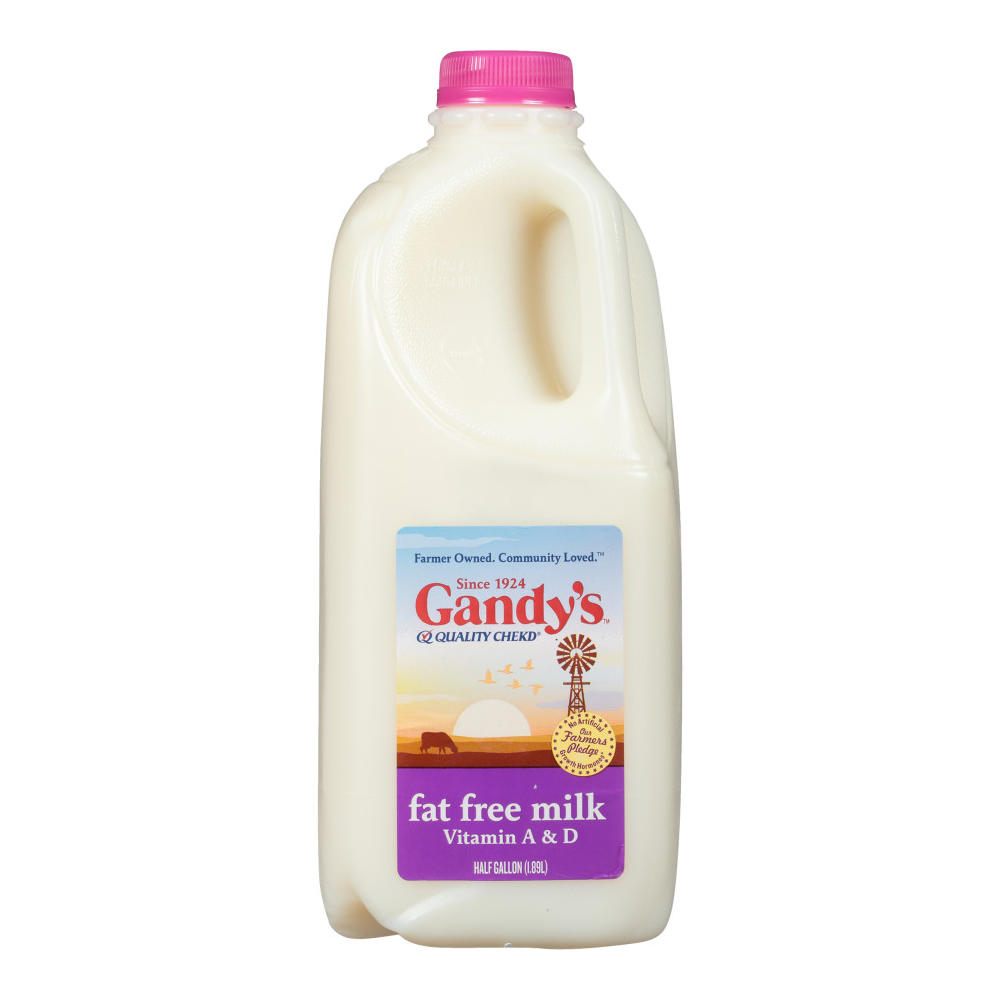 Gandy's Fat Free Milk, 1/2 gal