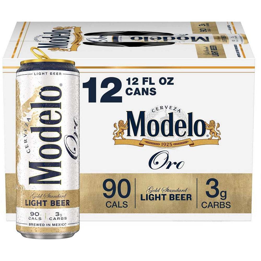 Modelo Oro Mexican Lager Import Lower Calorie* Light Beer, 12 oz, 12 pk