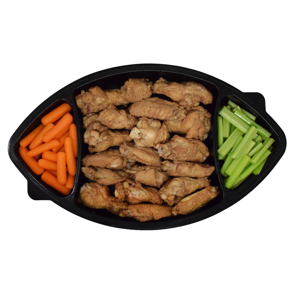 H-E-B Football-Shaped Party Tray - Cold Wings & Veggies, 17 in