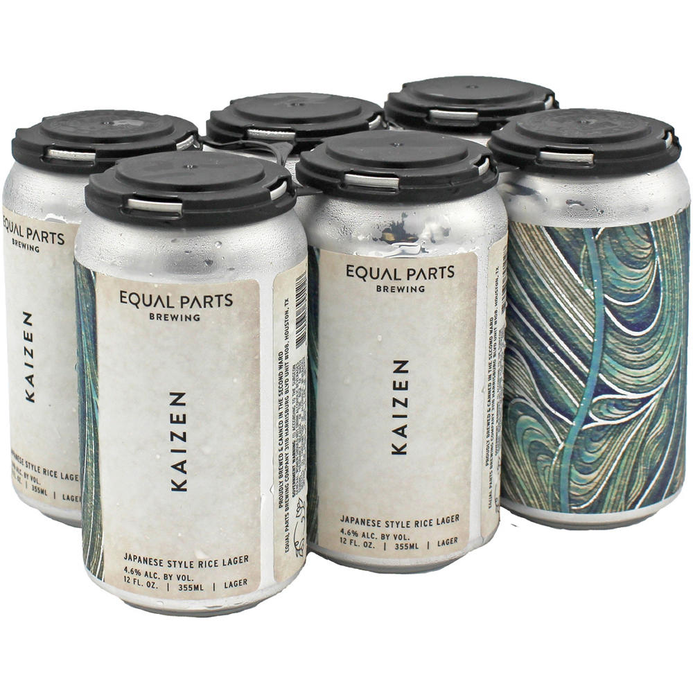 Equal Parts Brewing Kaizen Japanese Style Rice Lager Craft Beer 6 pk Cans, 12 oz