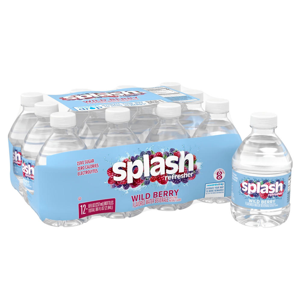 SPLASH Refresher Zero Sugar Flavored Water 12 pk Bottles - Wild Berry, 8 oz