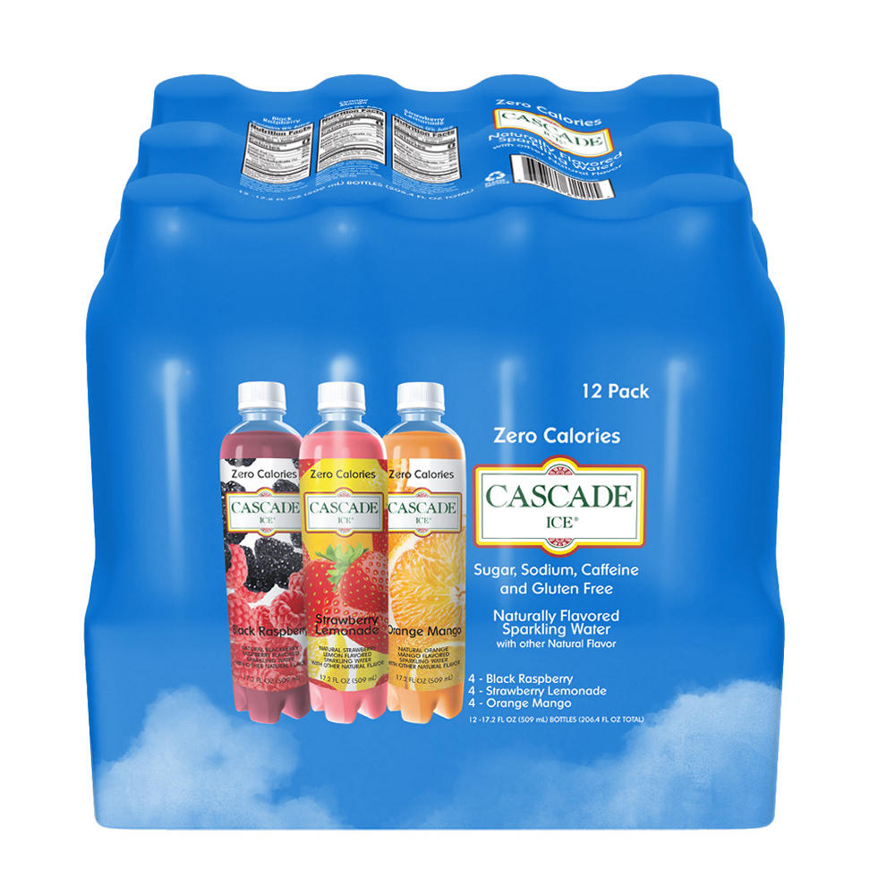 Cascade Ice Sparkling Water Variety Pack 17.2 oz Bottles, 12 pk